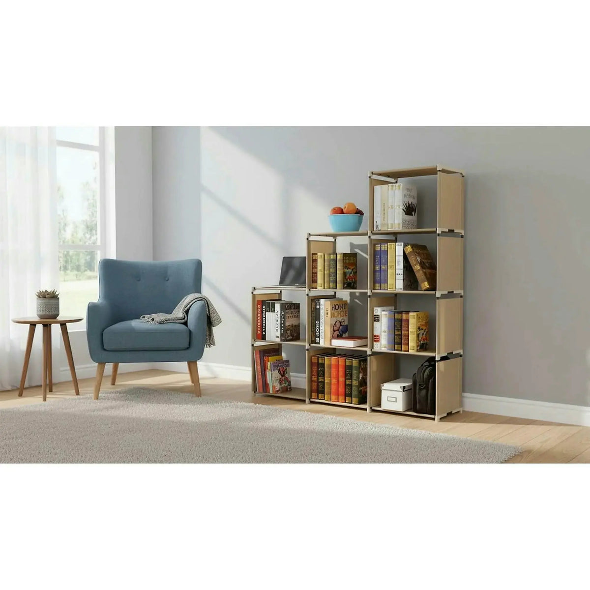Biblioteca METRO, bej, otel, 105x29x142 cm