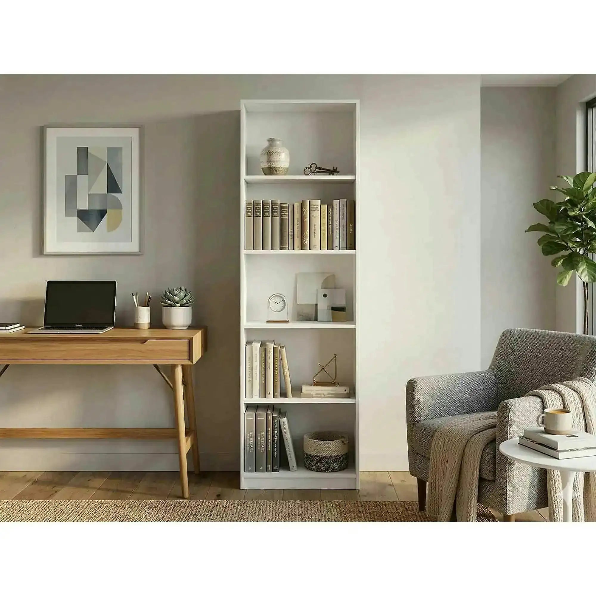 Biblioteca NEPO PLUS, alb, PAL, 60x34x197 cm