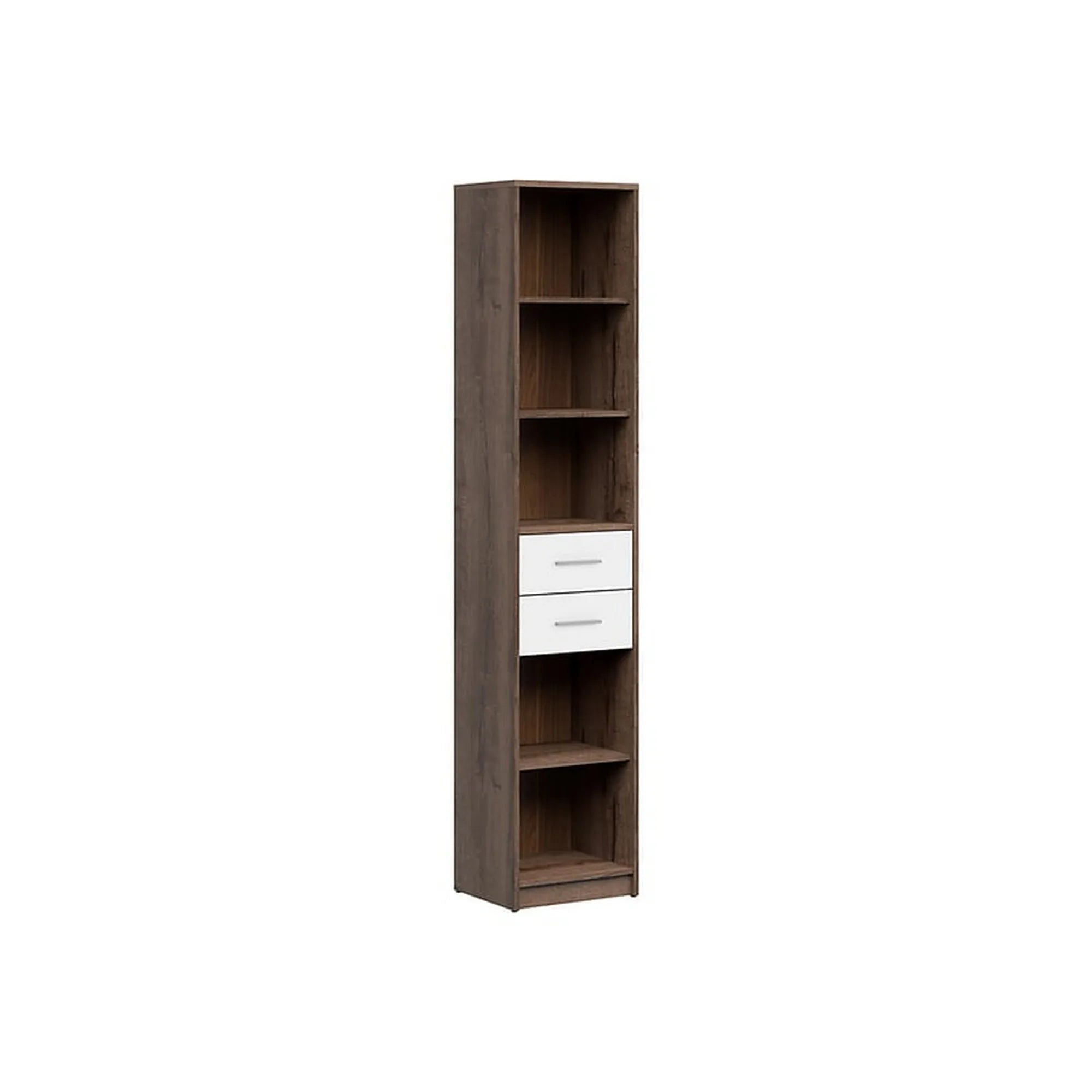 Biblioteca NEPO PLUS, stejar/alb, PAL laminat, 40x34x197 cm