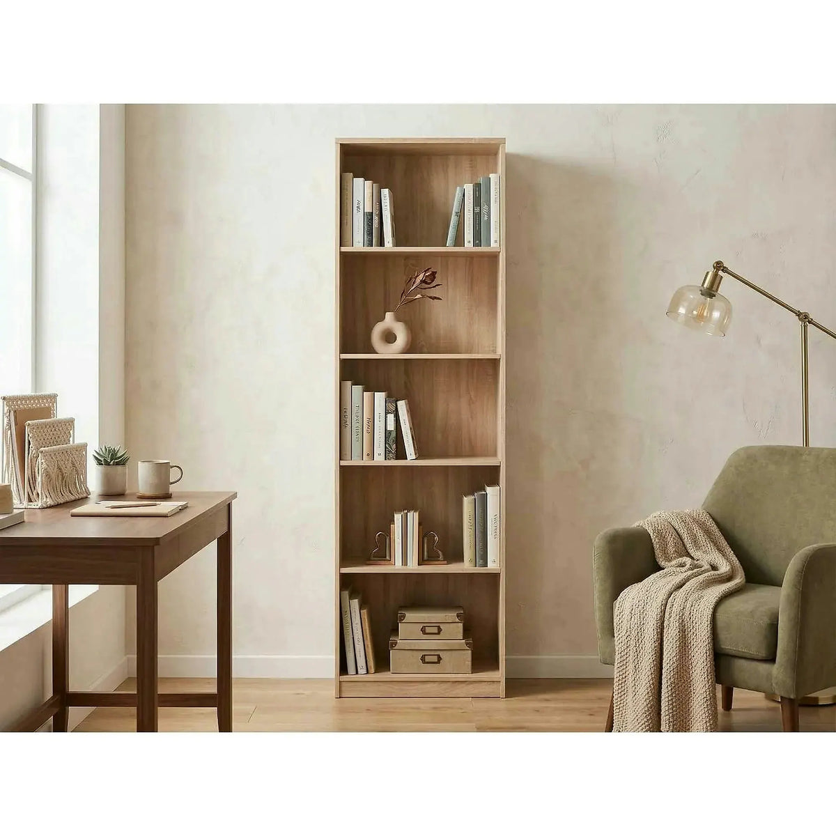 Biblioteca NEPO PLUS, stejar sonoma, PAL, 60x34x197 cm