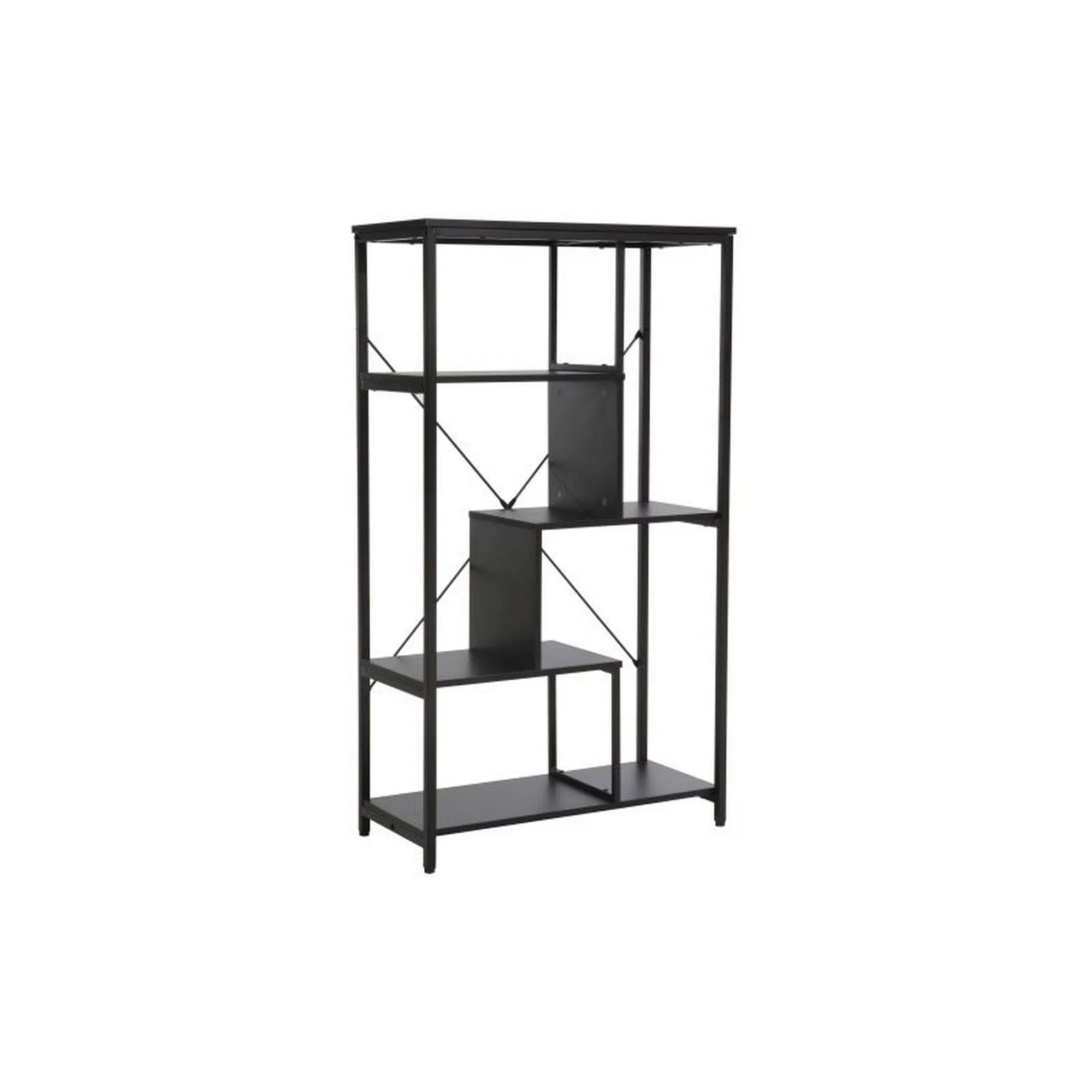 Biblioteca NET A, negru, PAL laminat/metal, 85x35x163 cm