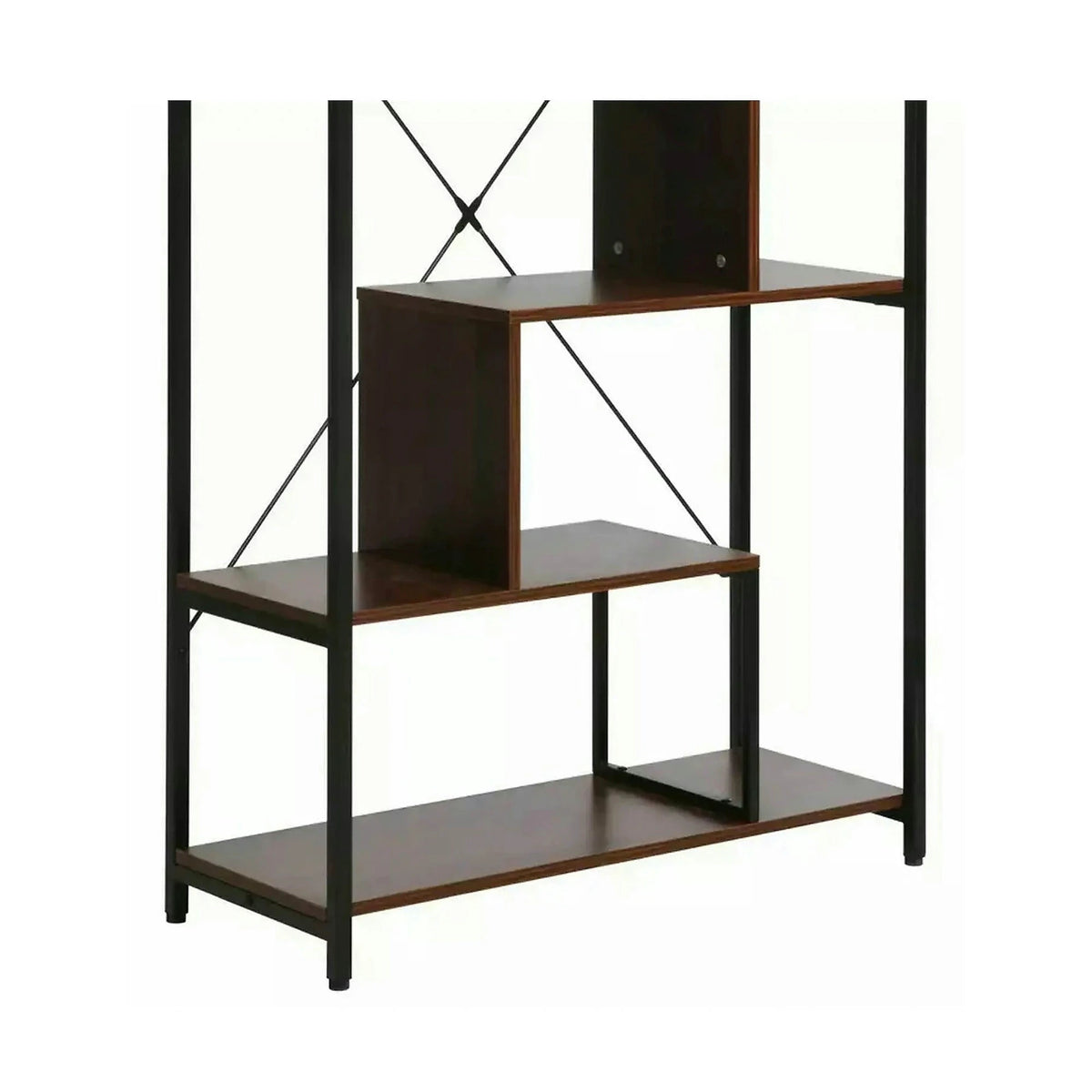 Biblioteca NET B, nuc inchis/negru, PAL laminat/metal, 75x35x132 cm