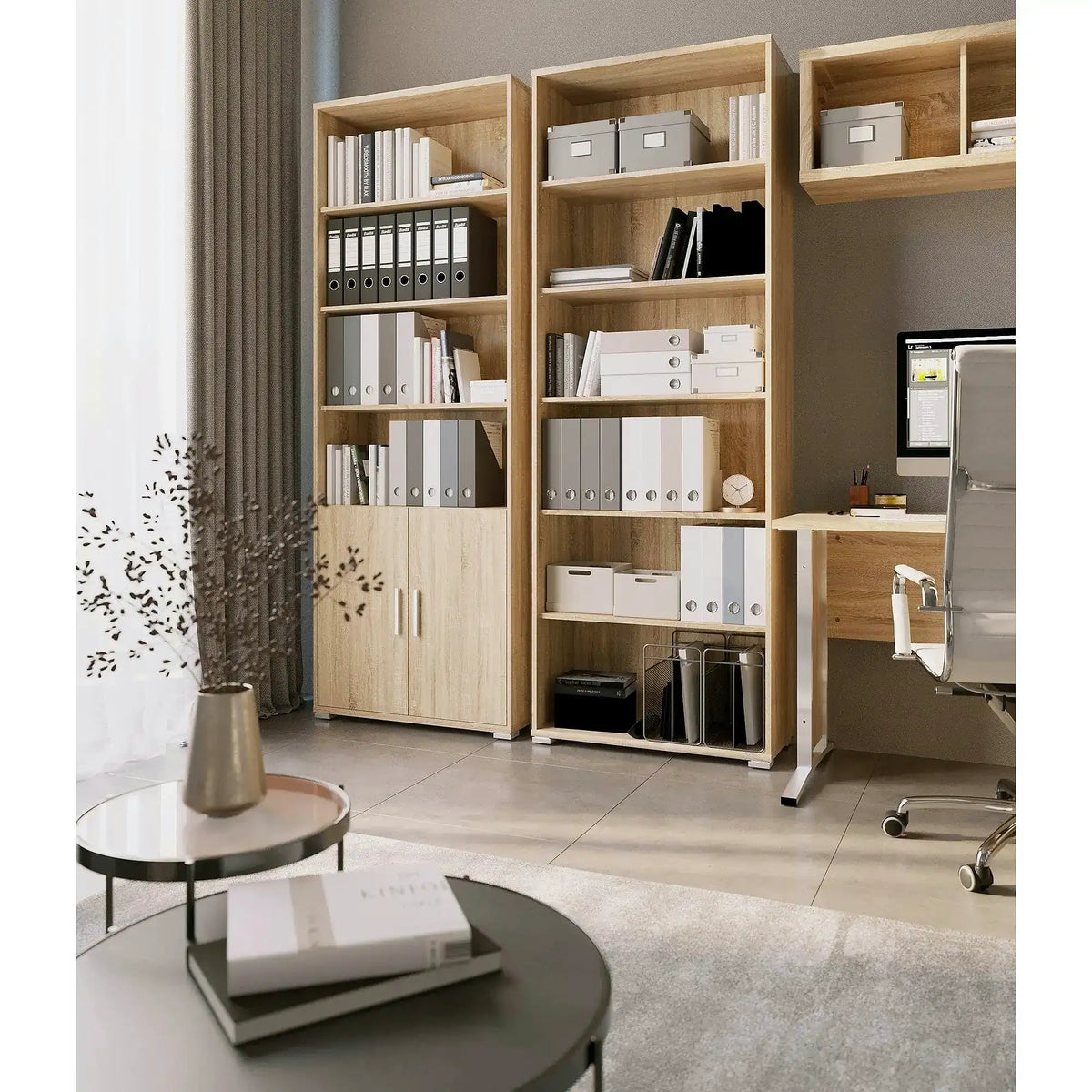Biblioteca OFFICE LINE 11, stejar sonoma, PAL, 79x35x221 cm