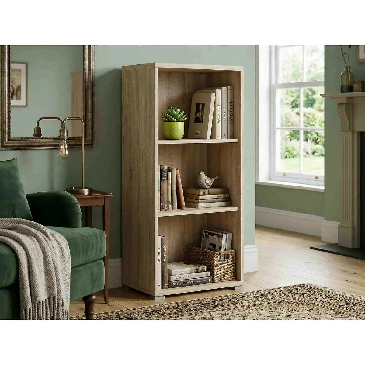 Biblioteca OFFICE, stejar sonoma, PAL, 53x35x114 cm