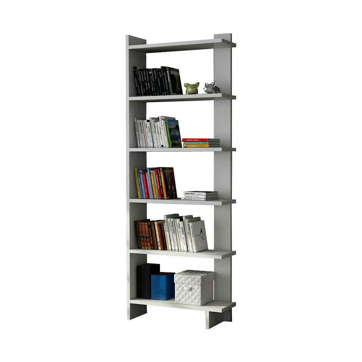 Biblioteca ORDER, alb, PAL melaminat, 47x21x170 cm