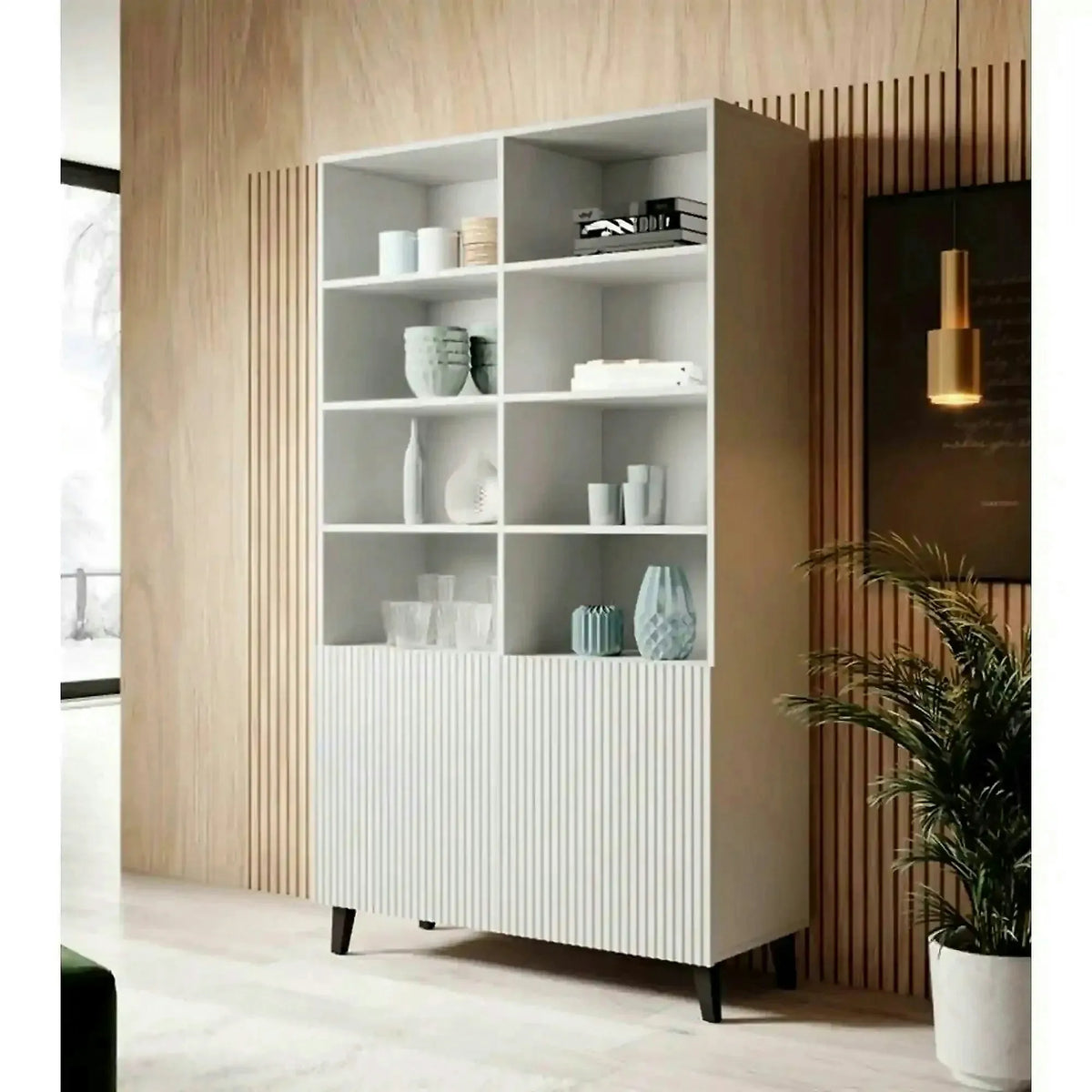 Biblioteca PAFOS, alb, PAL laminat, 101x40x177 cm