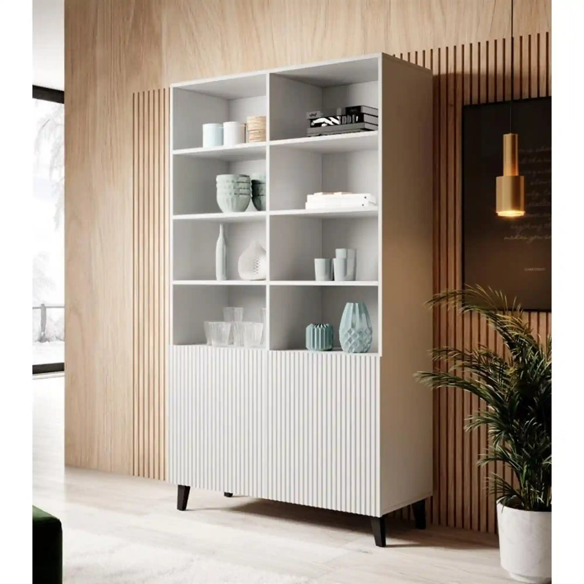 Biblioteca PAFOS, alb, PAL laminat, 101x40x177 cm
