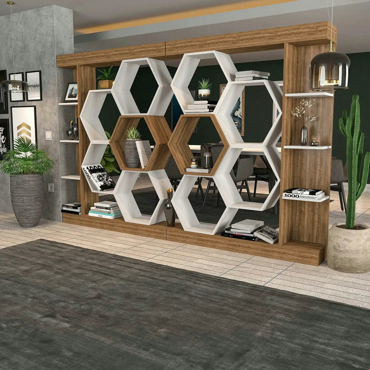 Biblioteca PAL SUENO, stejar/alb, 140x30x177 cm