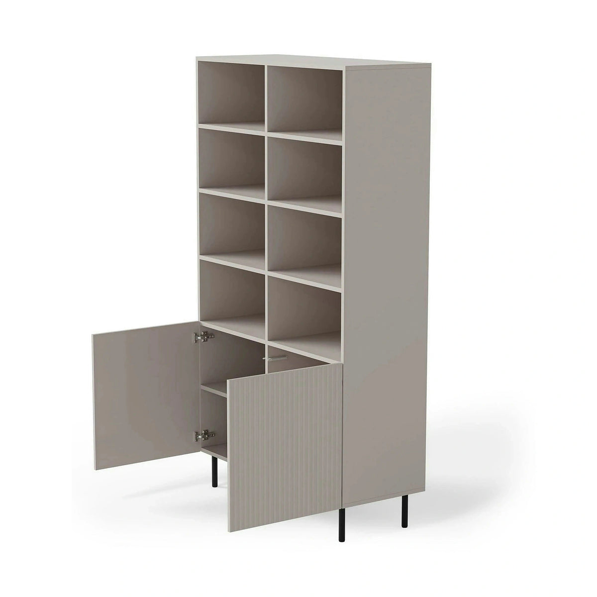 Biblioteca PAXOS REG-1, casmir/negru, PAL laminat/otel, 100x40x179 cm