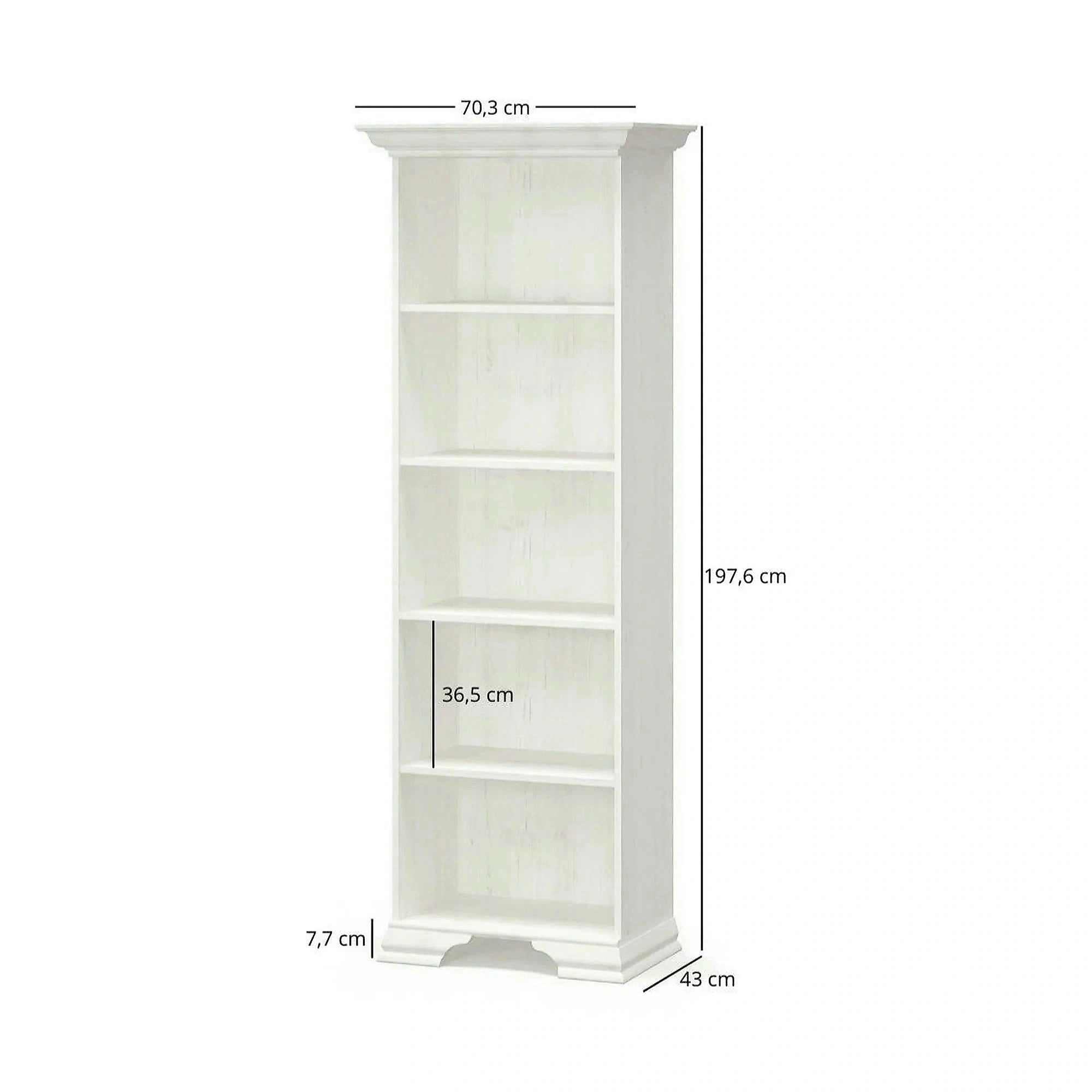 Biblioteca pentru living IRYS, pin alb anderson, PAL laminat, 70x43x198 cm