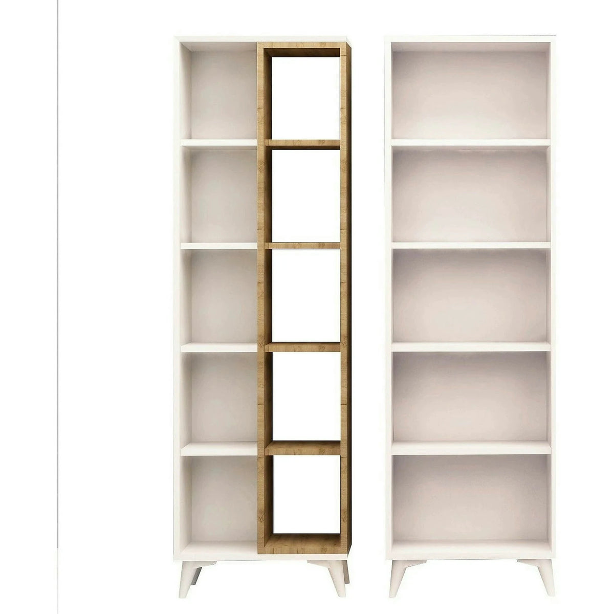 Biblioteca POTENZA, stejar/alb, PAL melaminat, 100x25x162 cm