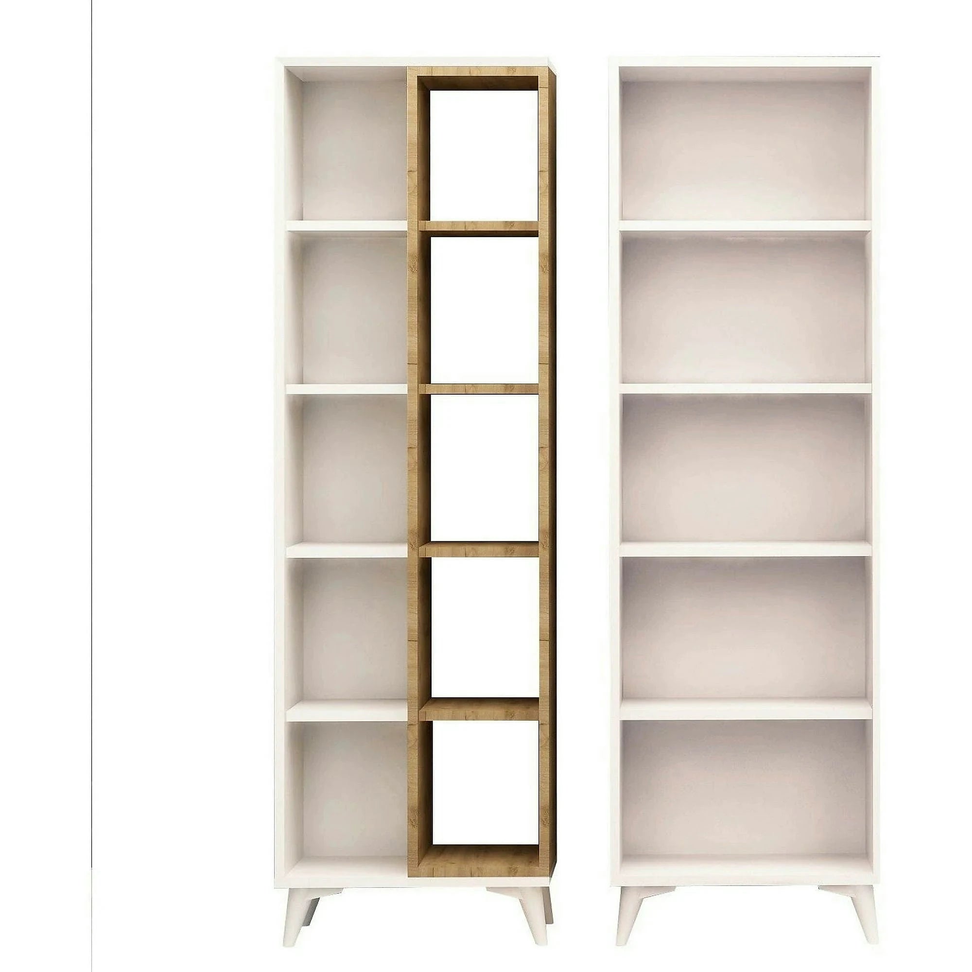 Biblioteca POTENZA, stejar/alb, PAL melaminat, 100x25x162 cm