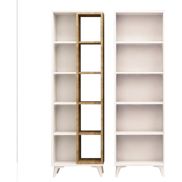 Biblioteca POTENZA, stejar/alb, PAL melaminat, 100x25x162 cm