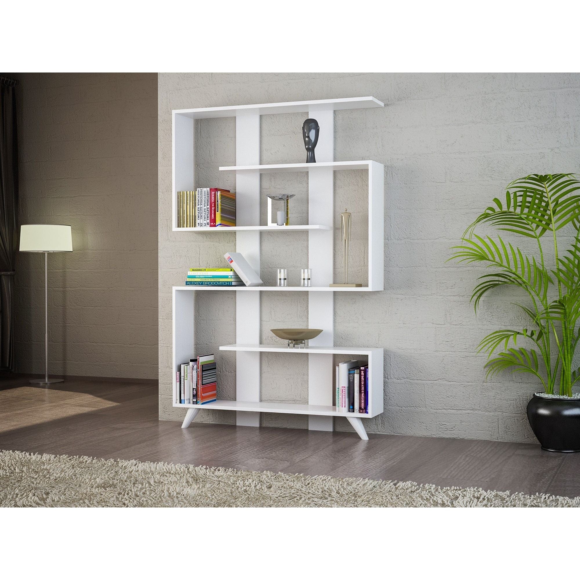 Biblioteca RAIN, alb, PAL, 120x20x162 cm