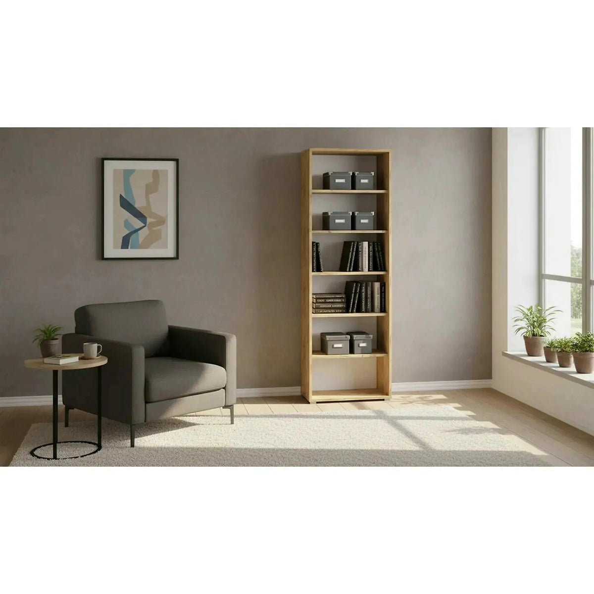 Biblioteca RIOMA NEW TYP 01, stejar sonoma, DTD laminat, 75x38x218 cm