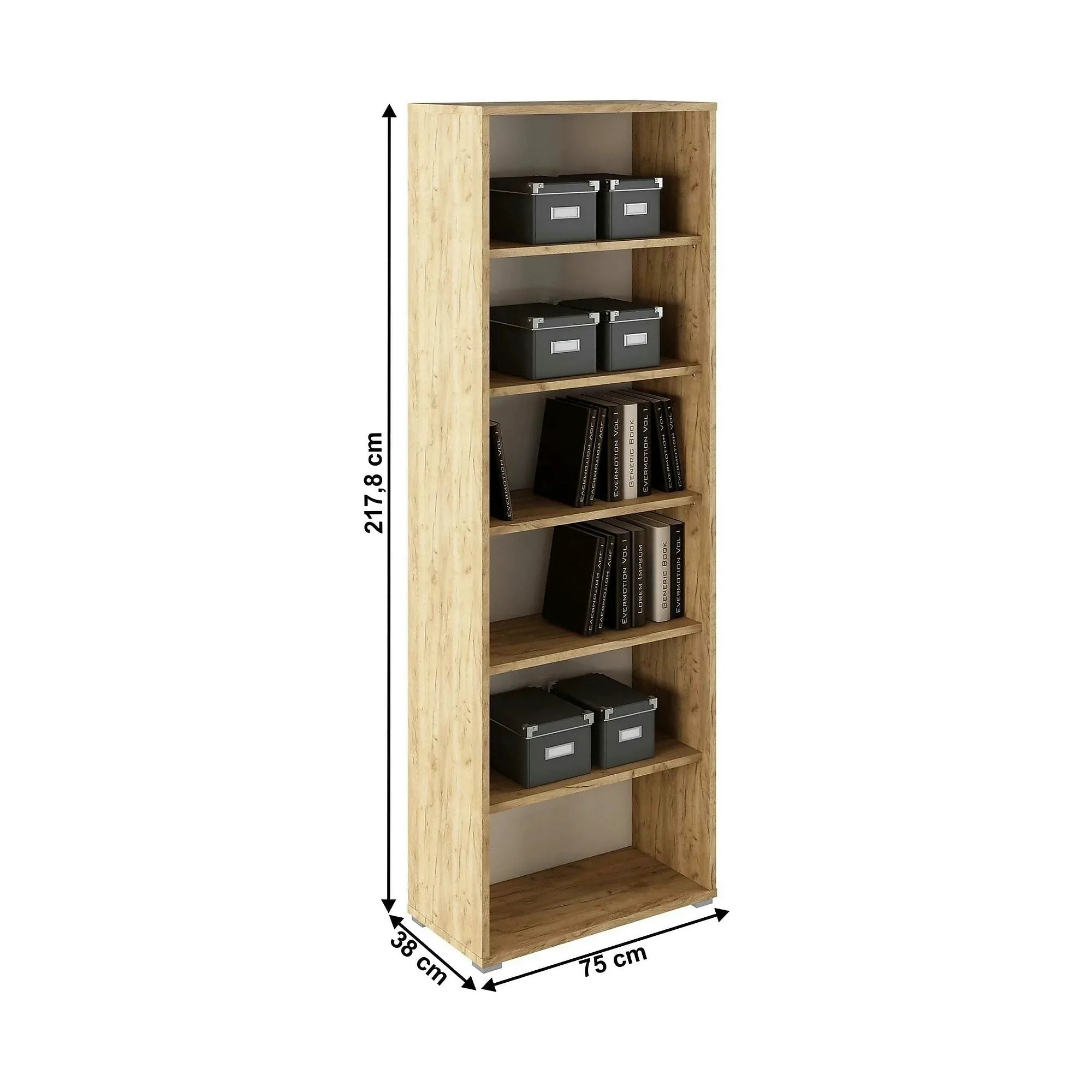 Biblioteca RIOMA NEW TYP 01, stejar sonoma, DTD laminat, 75x38x218 cm