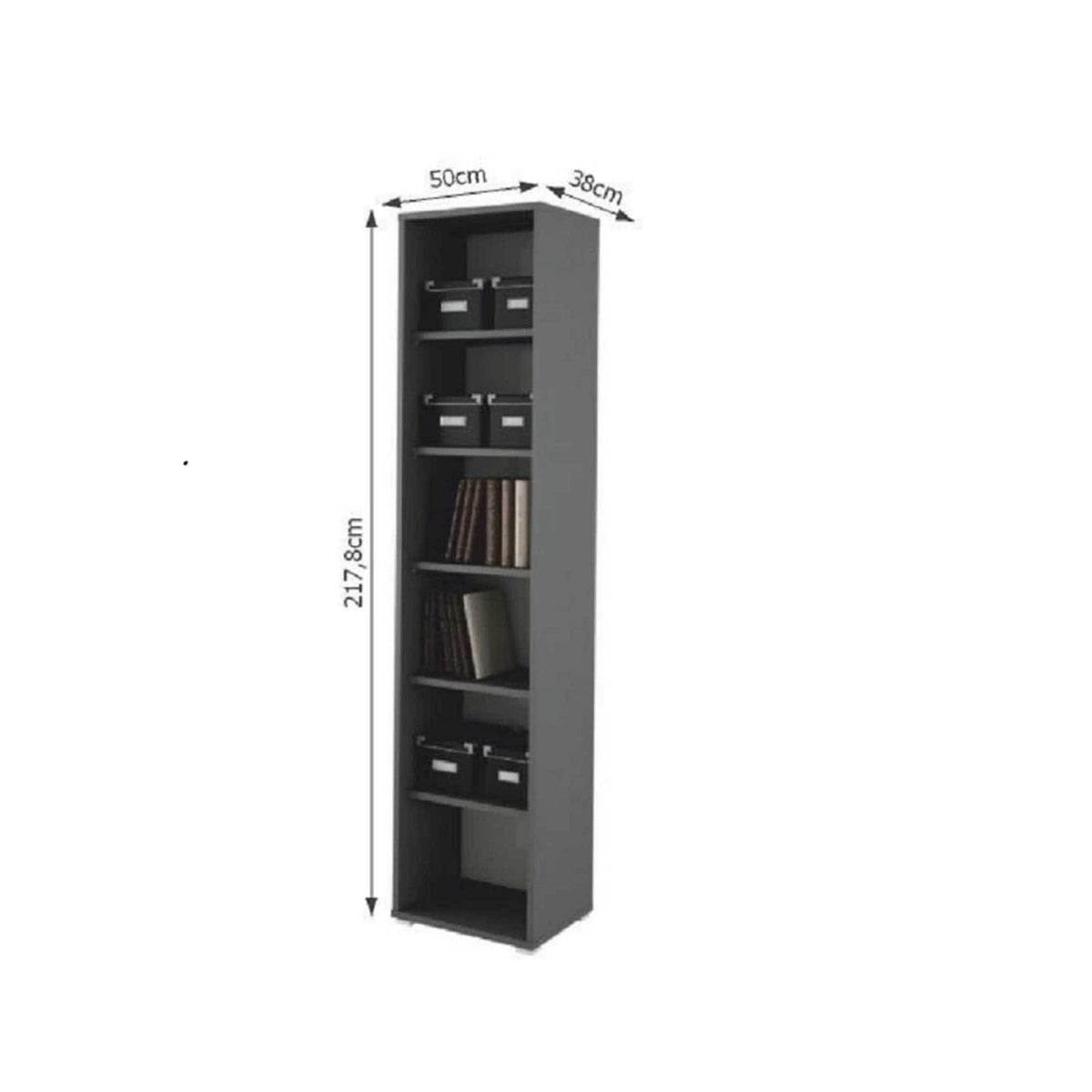 Biblioteca RIOMA NEW TYP 02, gri grafit, DTD laminat, 50x38x218 cm
