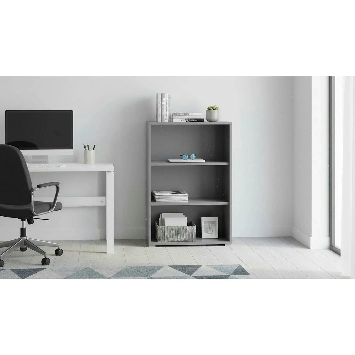 Biblioteca RIOMA NEW TYP 04, gri grafit, PAL melaminat, 75x38x112 cm