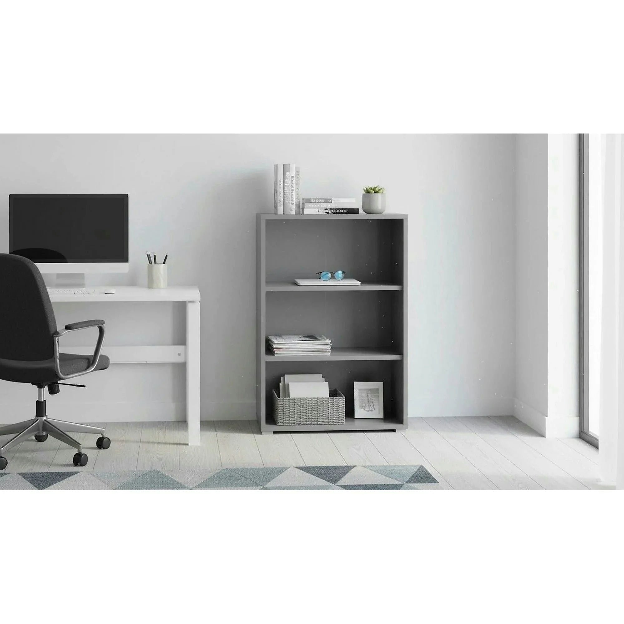 Biblioteca RIOMA NEW TYP 04, gri grafit, PAL melaminat, 75x38x112 cm