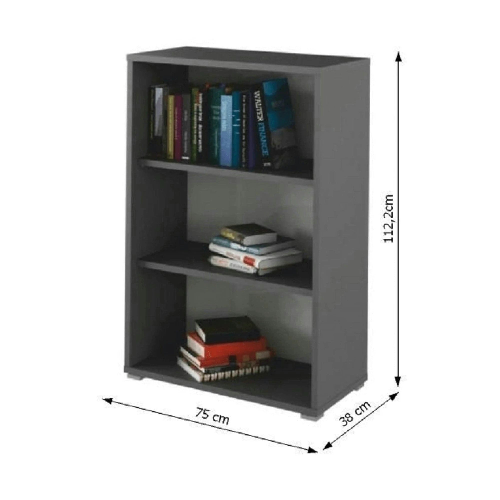 Biblioteca RIOMA NEW TYP 04, gri grafit, PAL melaminat, 75x38x112 cm