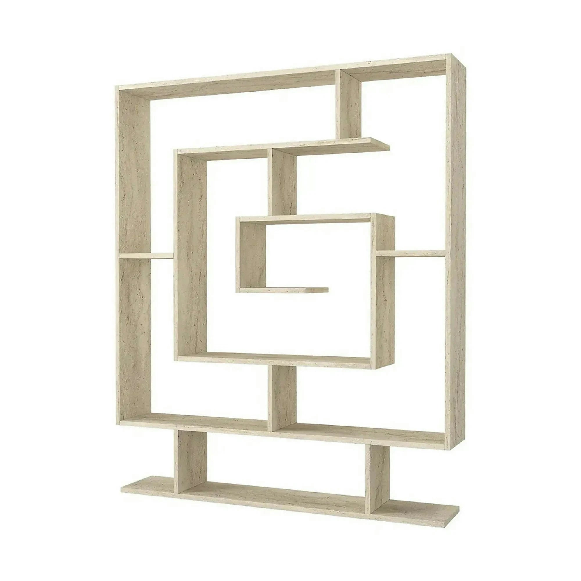 Biblioteca SARMASIK, efect de piatra travertin, PAL melaminat, 125x22x150 cm
