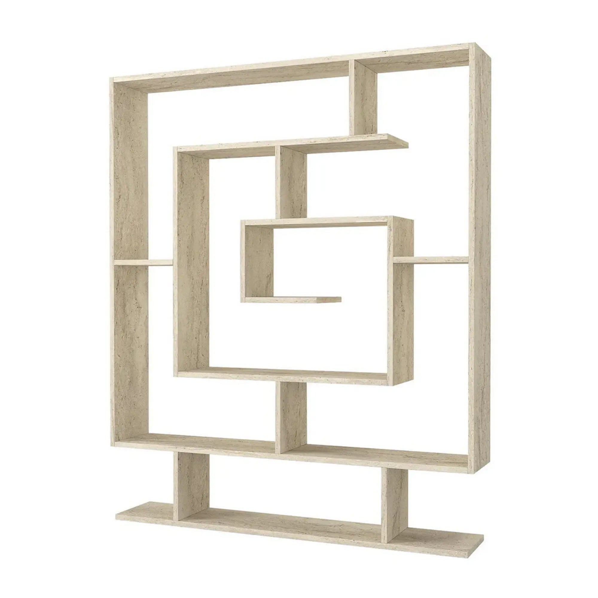Biblioteca SARMASIK, efect de piatra travertin, PAL melaminat, 125x22x150 cm