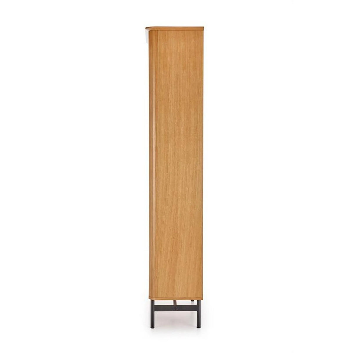 Biblioteca SMART, stejar/negru, PAL/furnir/metal, 97x37x196 cm