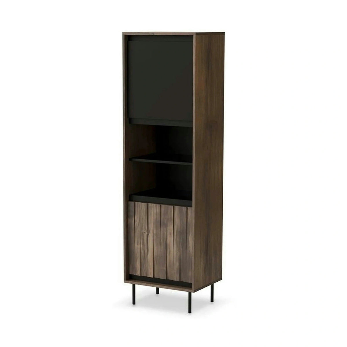 Biblioteca SWING W-1, nuc/negru, PAL laminat/metal, 53x40x179 cm