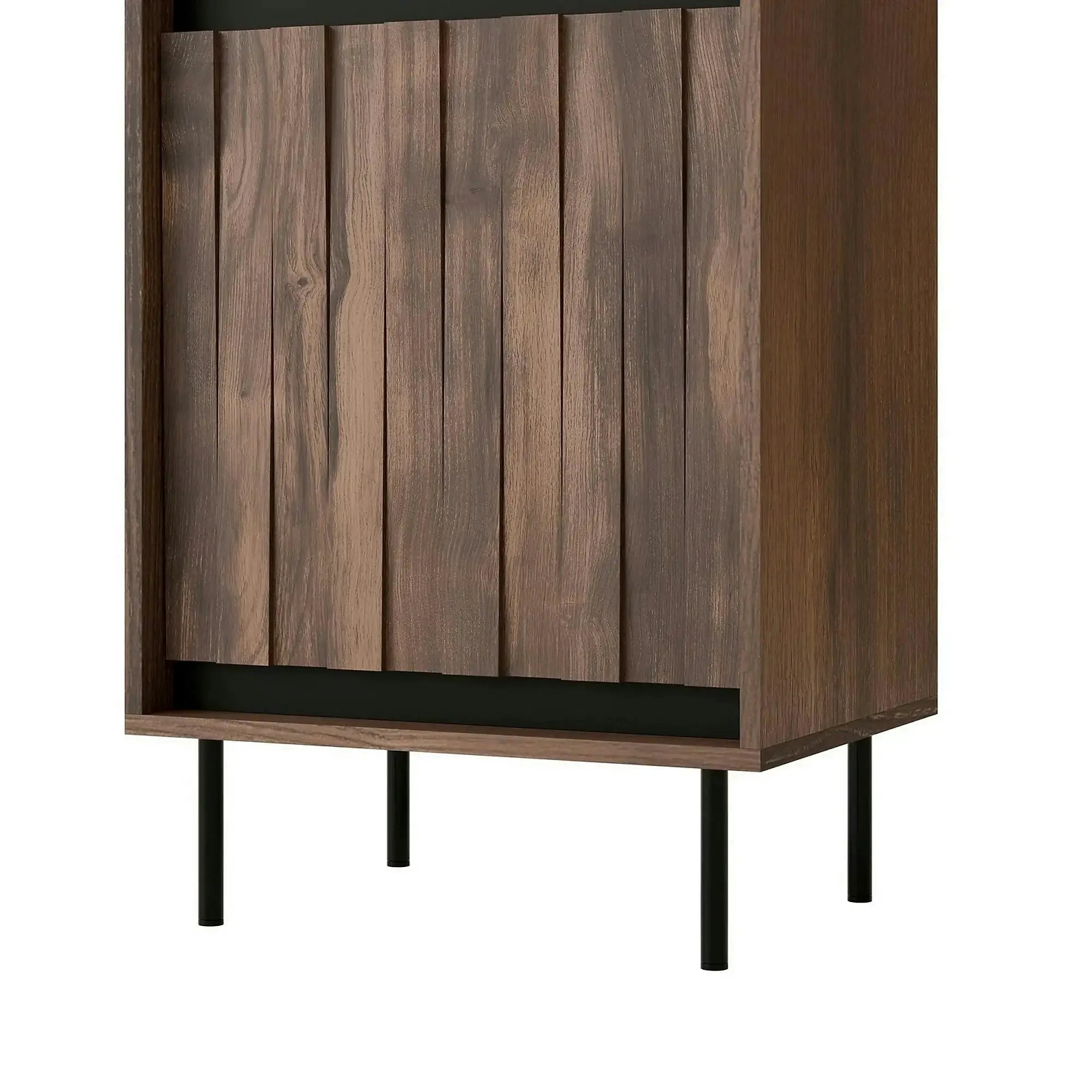Biblioteca SWING W-1, nuc/negru, PAL laminat/metal, 53x40x179 cm