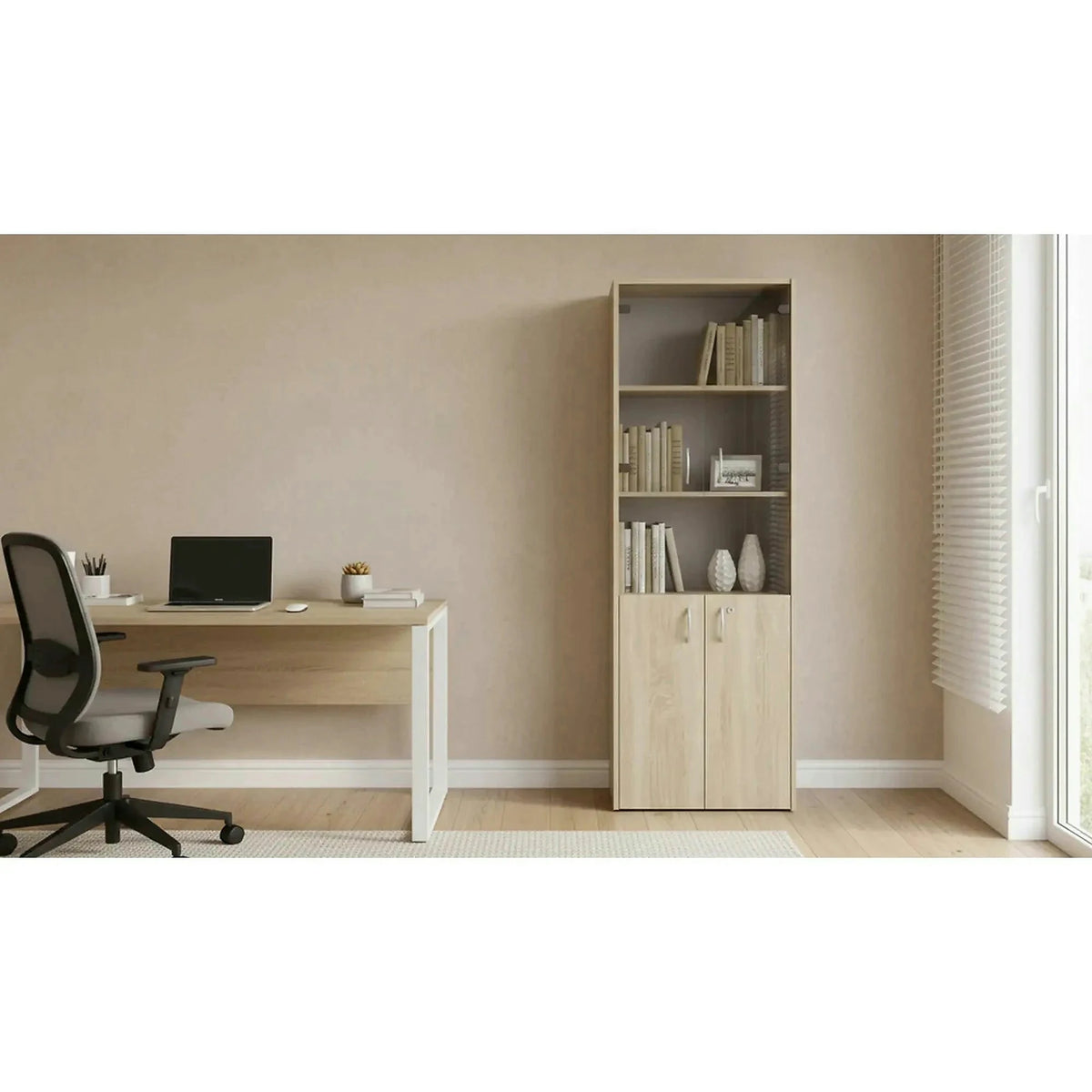 Biblioteca TEMPO ASISTENT NEW 004, stejar sonoma, PAL melaminat, 57x34x175 cm
