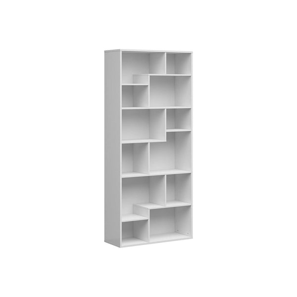 Biblioteca TETRIX, alb lucios, PAL melaminat, 88x34x198 cm