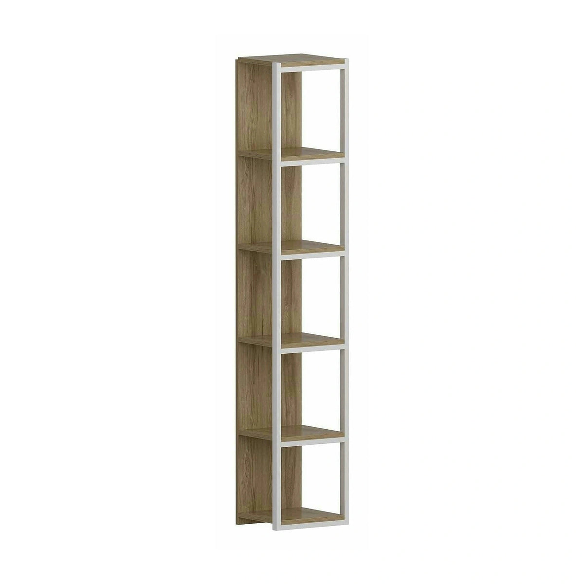 Biblioteca TEXAS, stejar/alb, PAL melaminat/metal, 34x30x180 cm