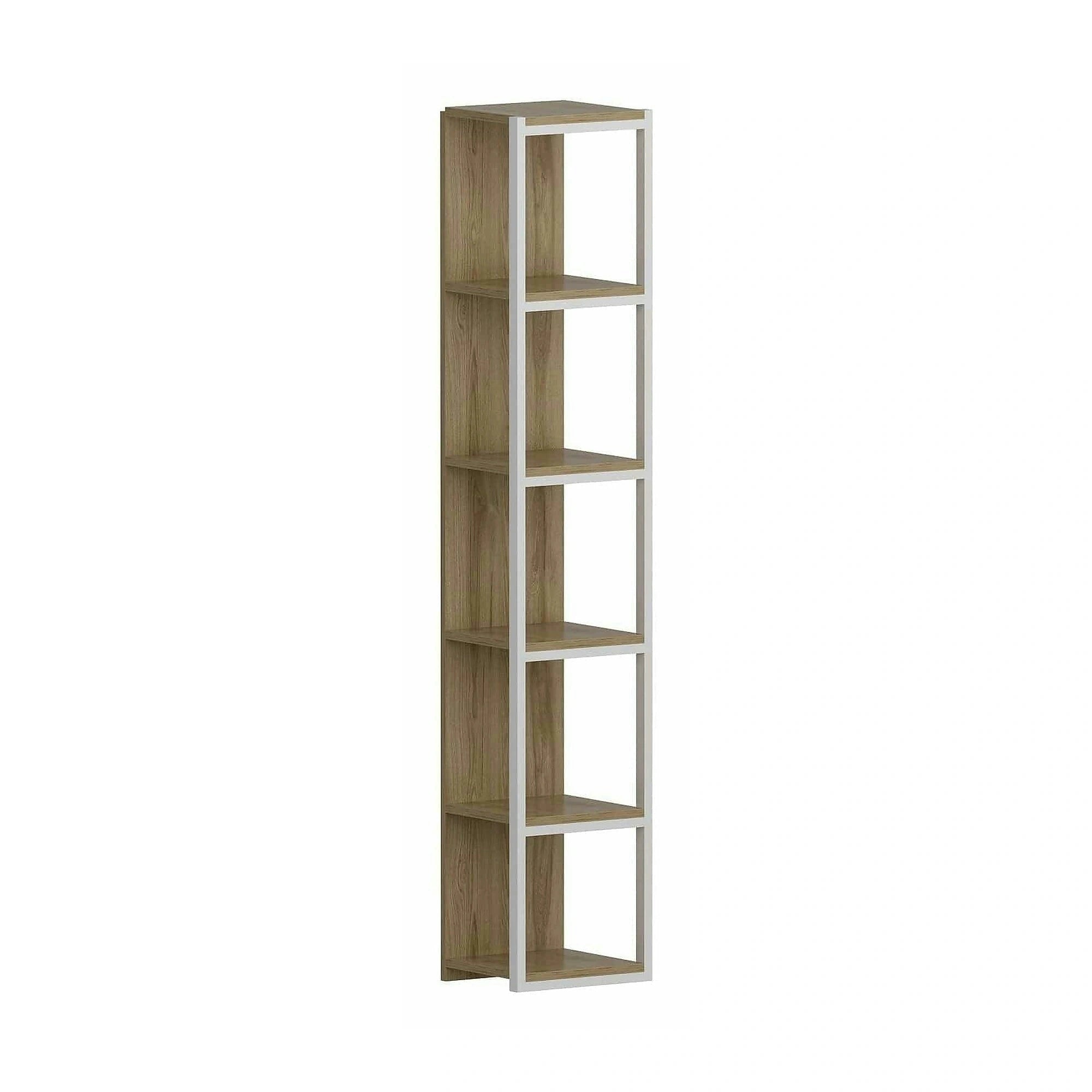 Biblioteca TEXAS, stejar/alb, PAL melaminat/metal, 34x30x180 cm