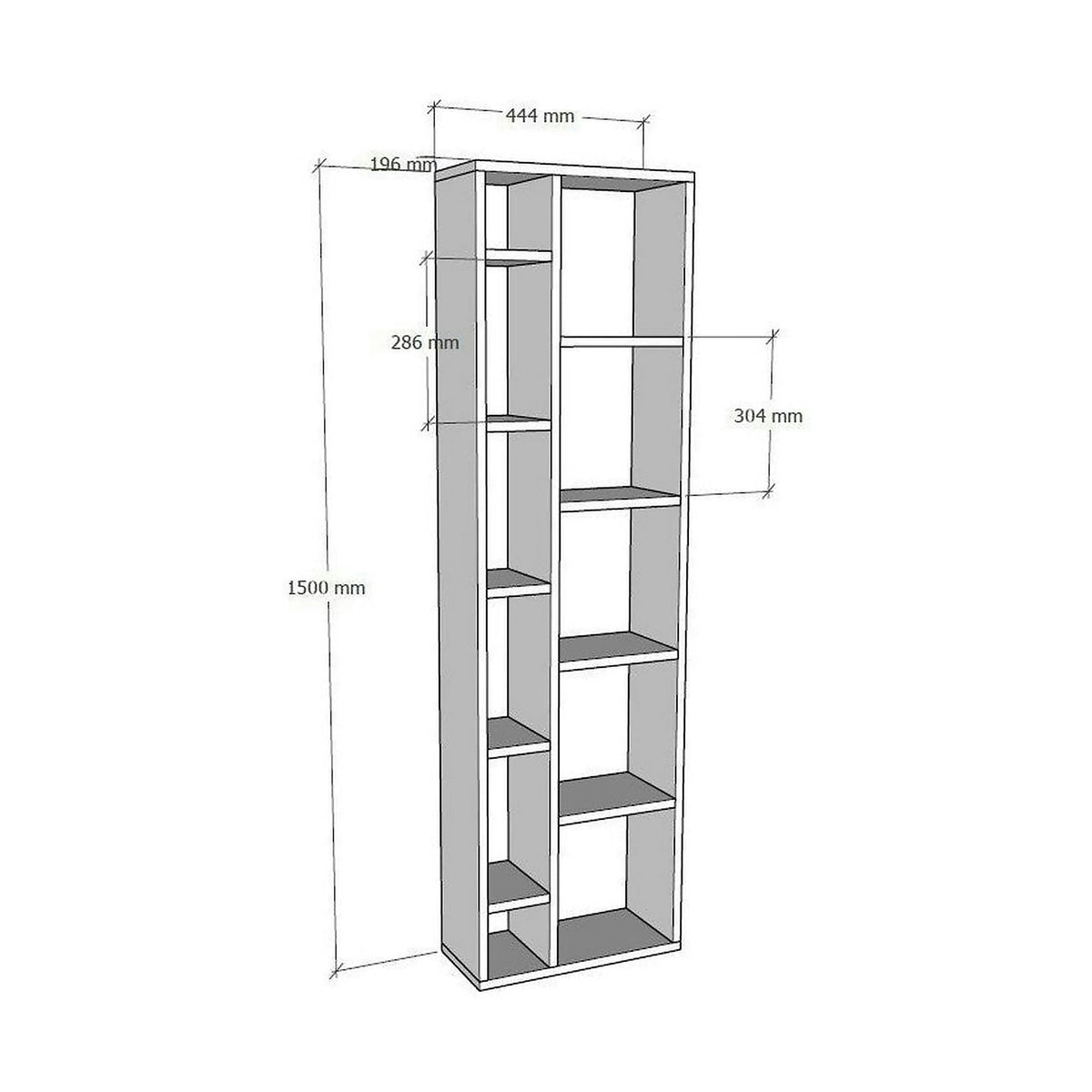 Biblioteca TOMI, alb, 44x20x150 cm