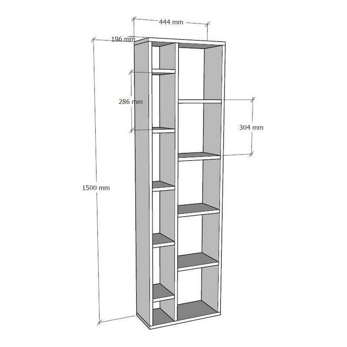 Biblioteca TOMI, alb, 44x20x150 cm