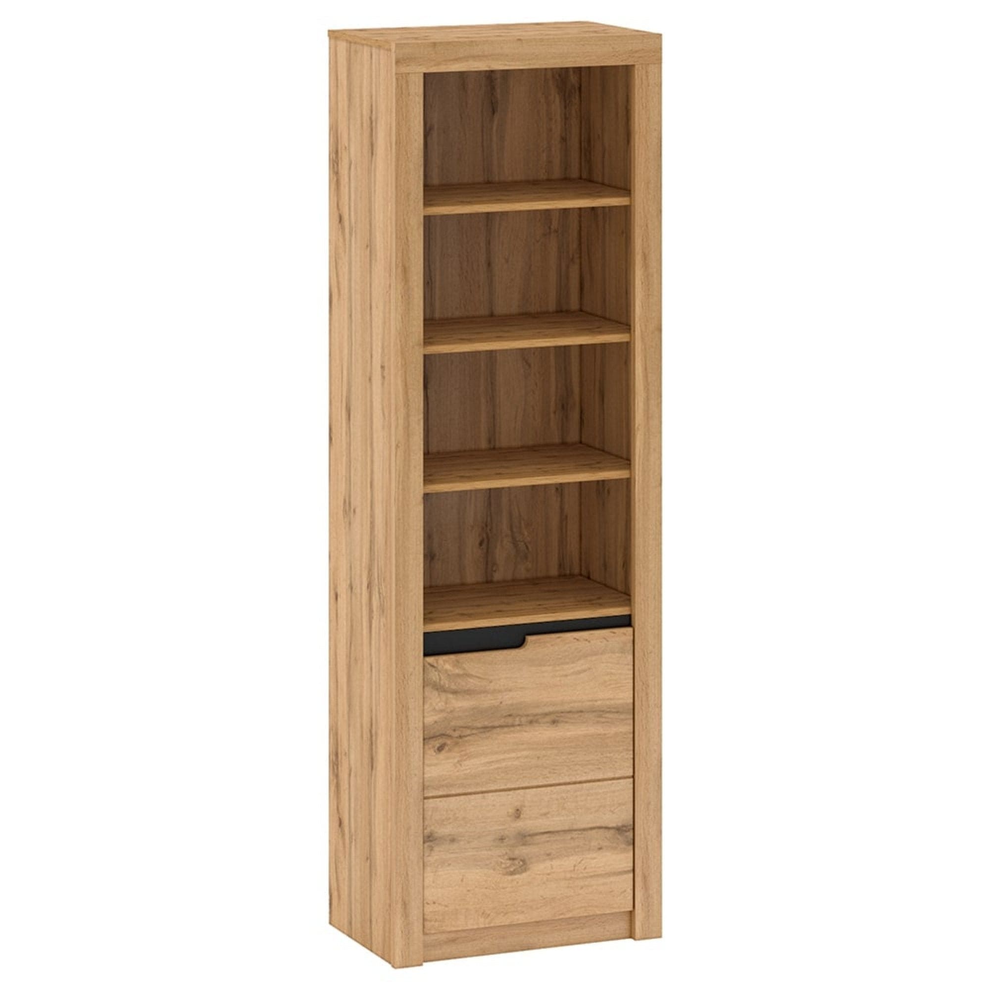 Biblioteca TORONTA R1, stejar wotan, DTD laminat, cu deschidere pe dreapta, 63x40x197 cm