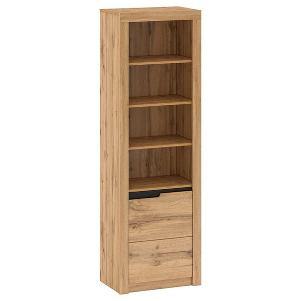 Biblioteca TORONTA R1, stejar wotan, DTD laminat, cu deschidere pe dreapta, 63x40x197 cm