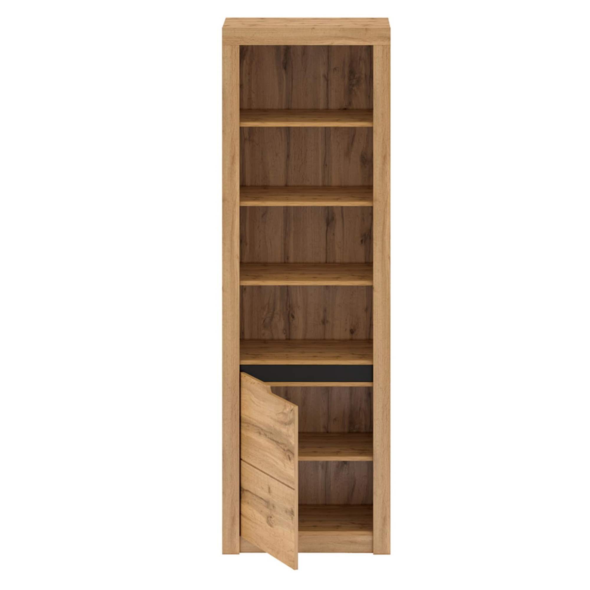 Biblioteca TORONTA R1, stejar wotan, DTD laminat, cu deschidere pe stanga, 63x40x197 cm