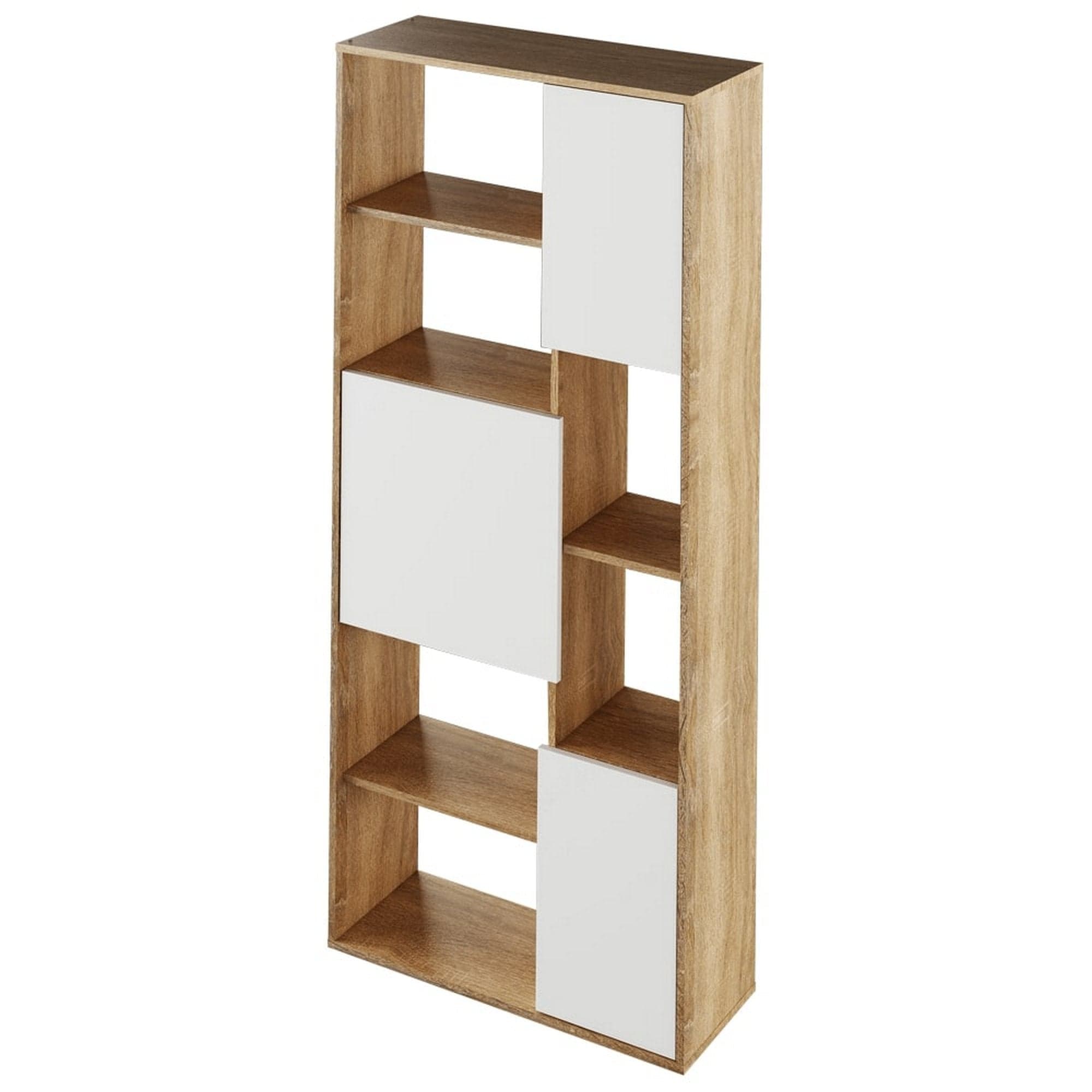 Biblioteca ULIMI, stejar sonoma/alb, DTD laminat, 80x30x180 cm