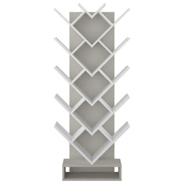 Biblioteca VEVEY, gri/alb, DTD laminat, 59x22x150 cm