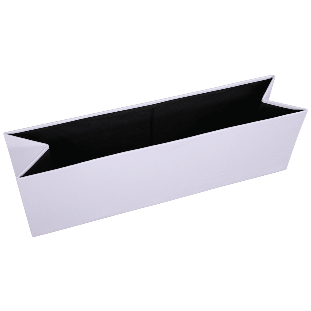 Taburet pliabil ZAMIRA, alb, piele ecologica, cu spatiu depozitare, 114x38x38 cm