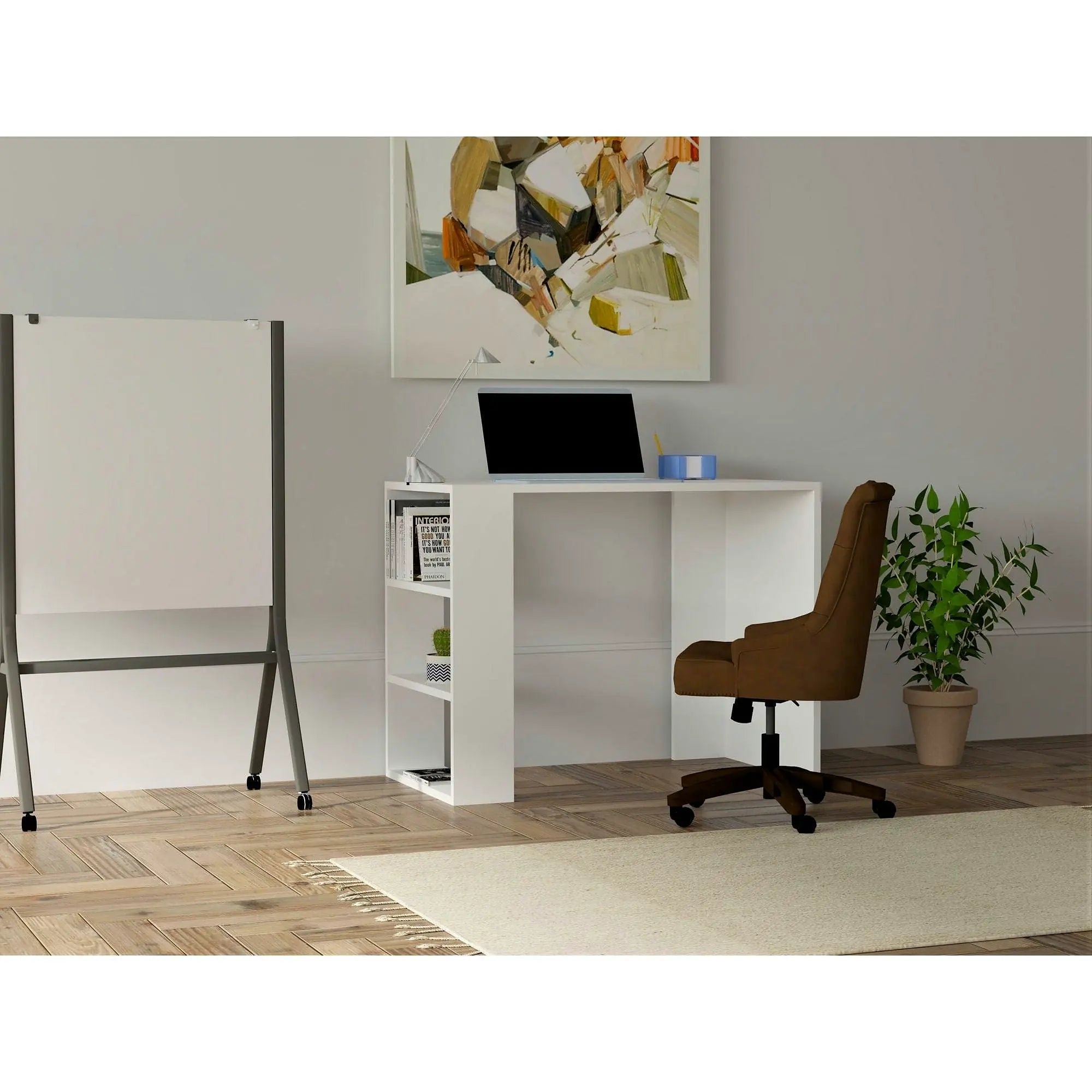 Birou 835PUQ2836, alb, PAL melaminat, 90x50x70 cm