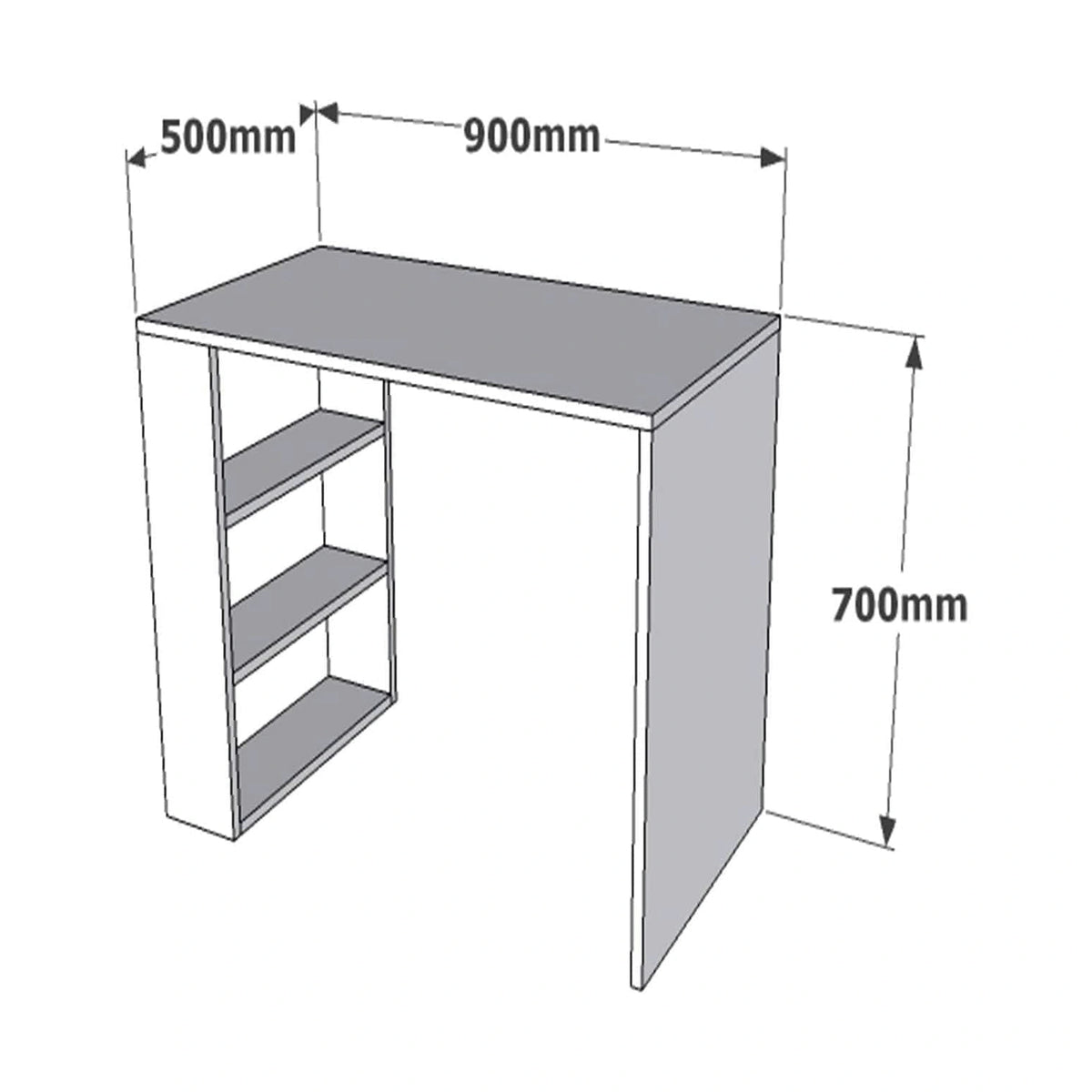 Birou 835PUQ2836, alb, PAL melaminat, 90x50x70 cm
