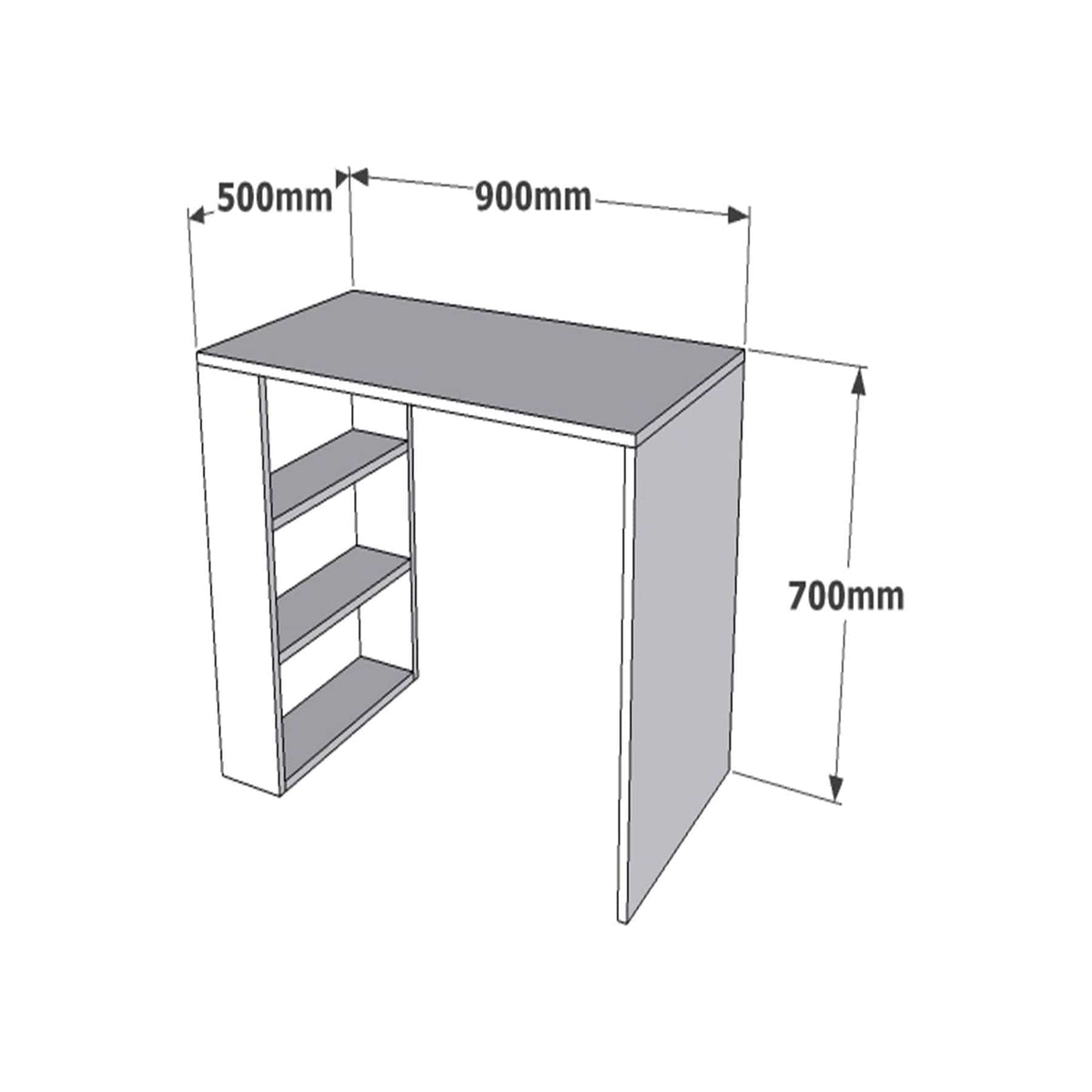 Birou 835PUQ2836, alb, PAL melaminat, 90x50x70 cm