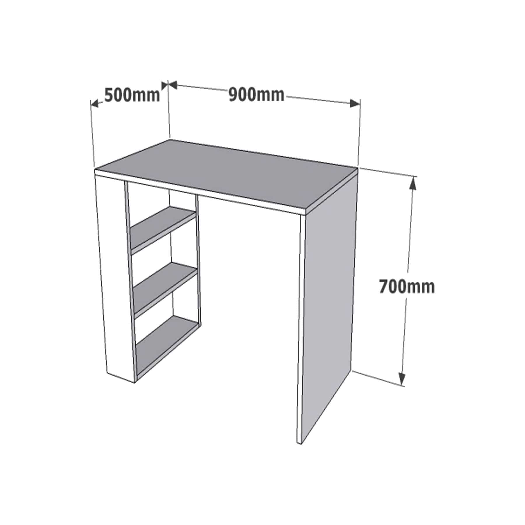 Birou 835PUQ2836, alb, PAL melaminat, 90x50x70 cm