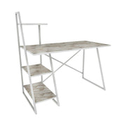 Birou ADMIRA, bej cu efect de marmura/alb, PAL melaminat/metal, 120x60x120 cm