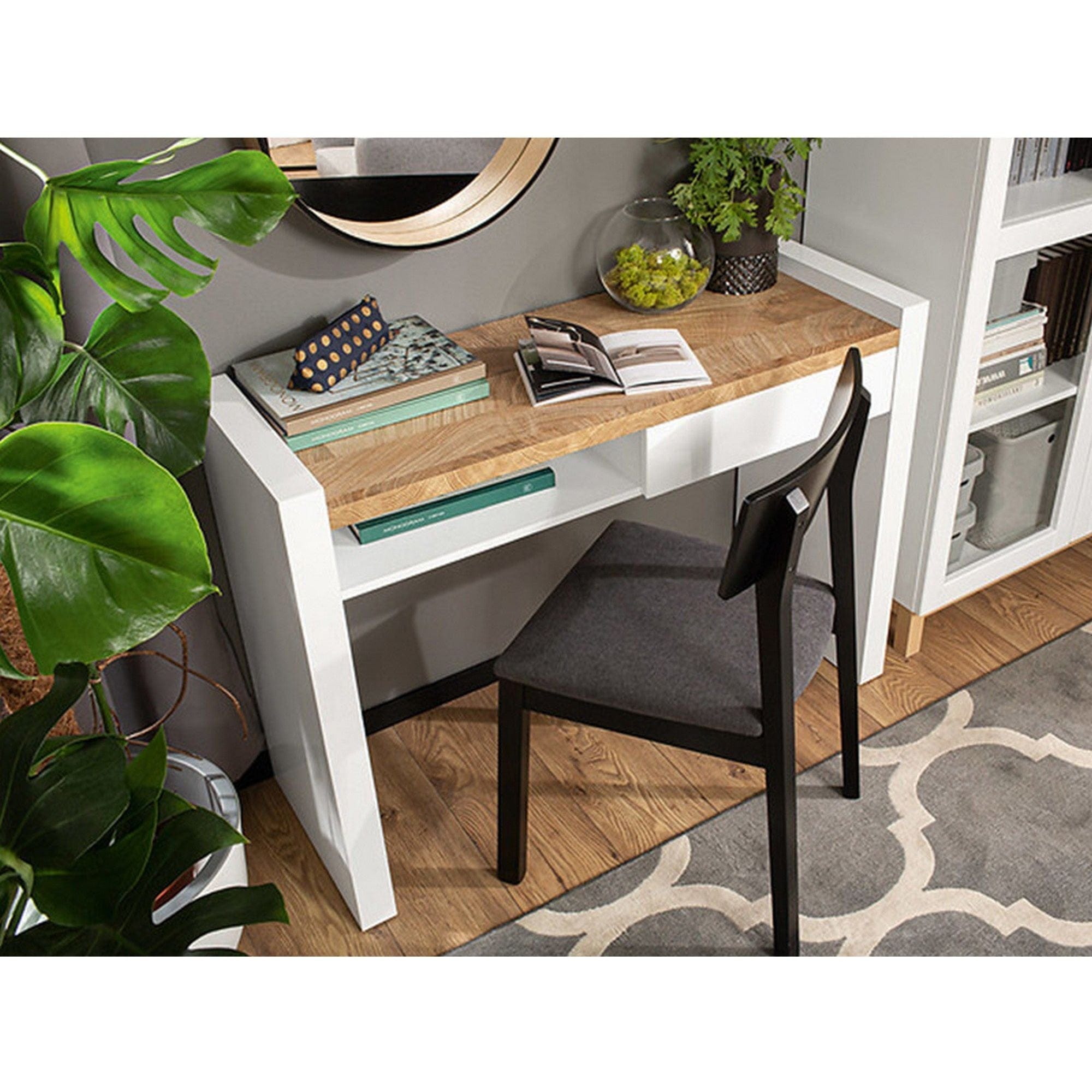 Birou ALAMEDA, alb/stejar, PAL, 100x41x81 cm