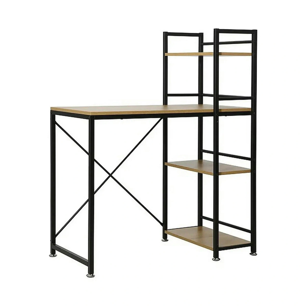 Birou B-036, stejar/negru, PAL/metal, 90x50x76/114 cm