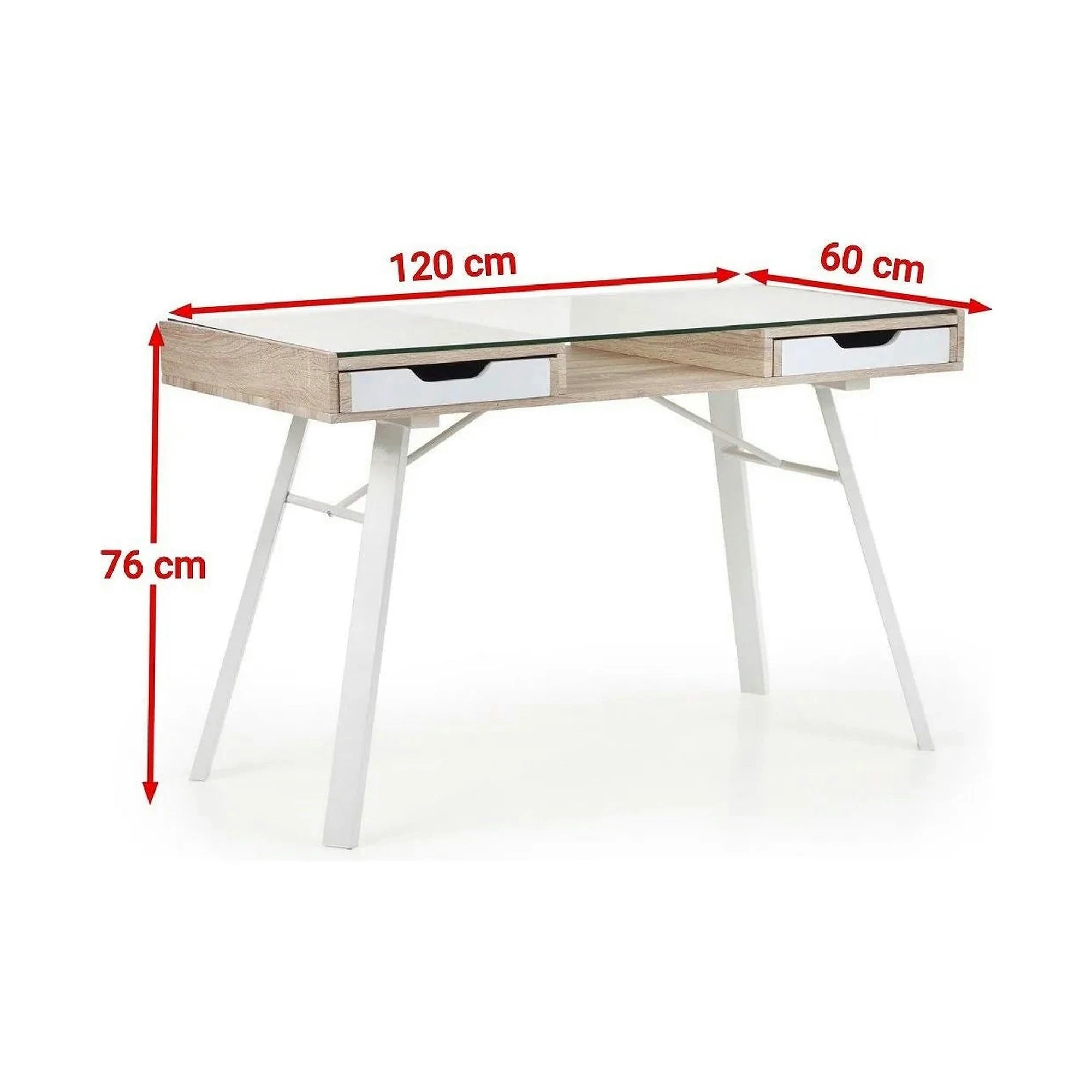 Birou B33, stejar sonoma/alb, 120x60x76 cm