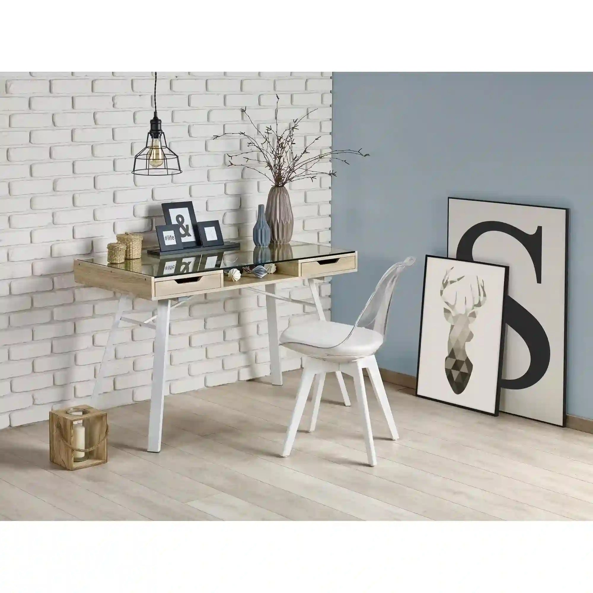 Birou B33, stejar sonoma/alb, 120x60x76 cm